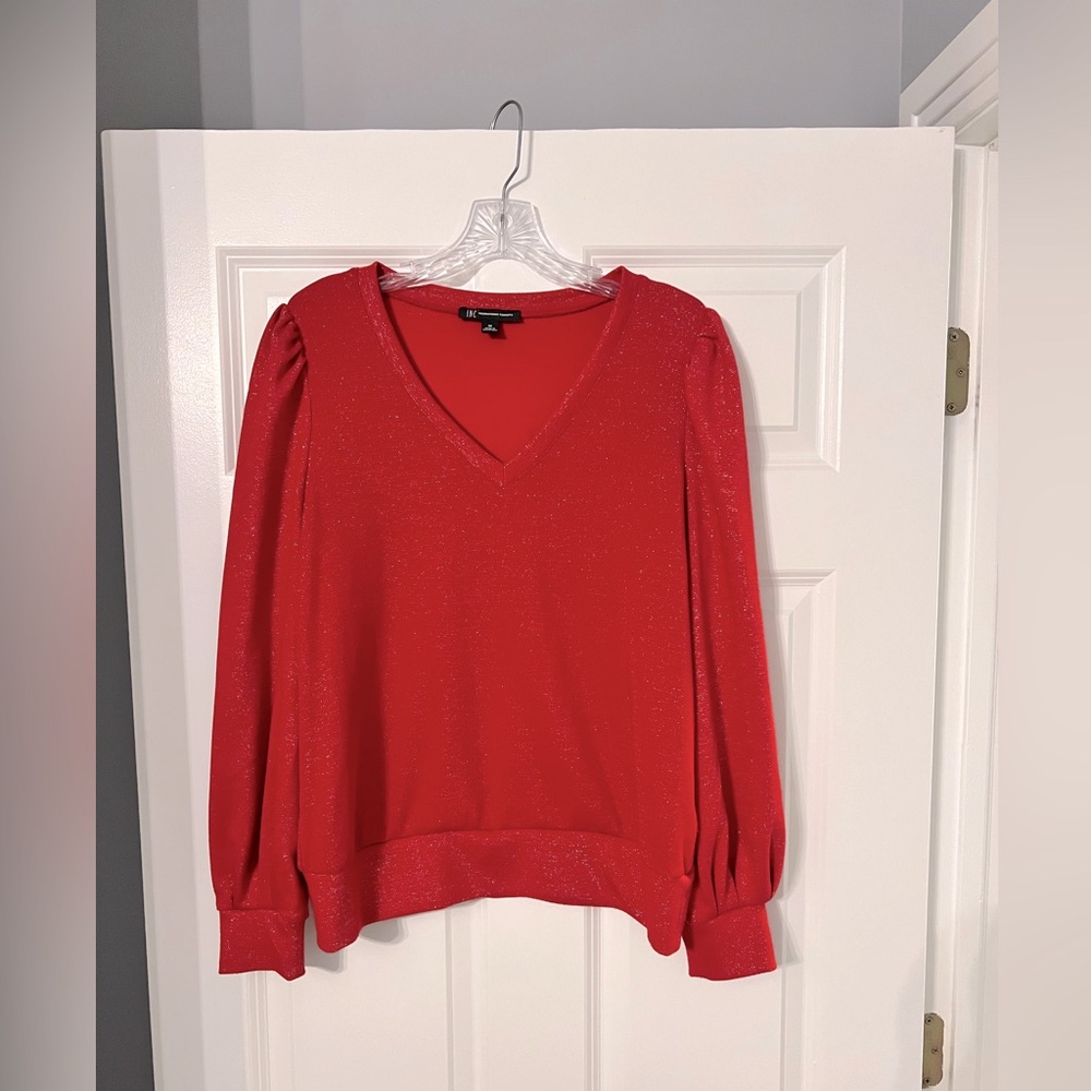 Red women’s INC medium sparkly/shiny adorable flattering sweater